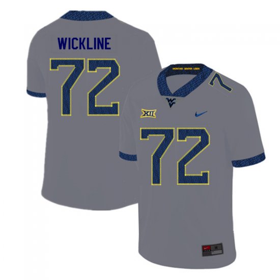 Men's West Virginia Mountaineers NCAA #72 Kelby Wickline Gray Authentic Nike 2019 Stitched College Football Jersey ZI15D00SO